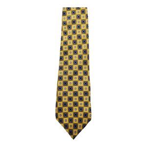 Lamberti Geometric Pattern Yellow 100% Silk Necktie